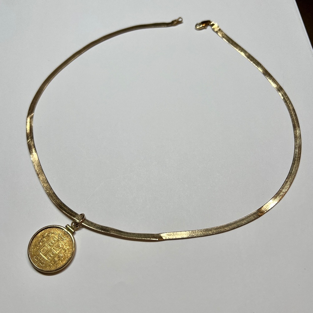 Ladies gold coin necklace